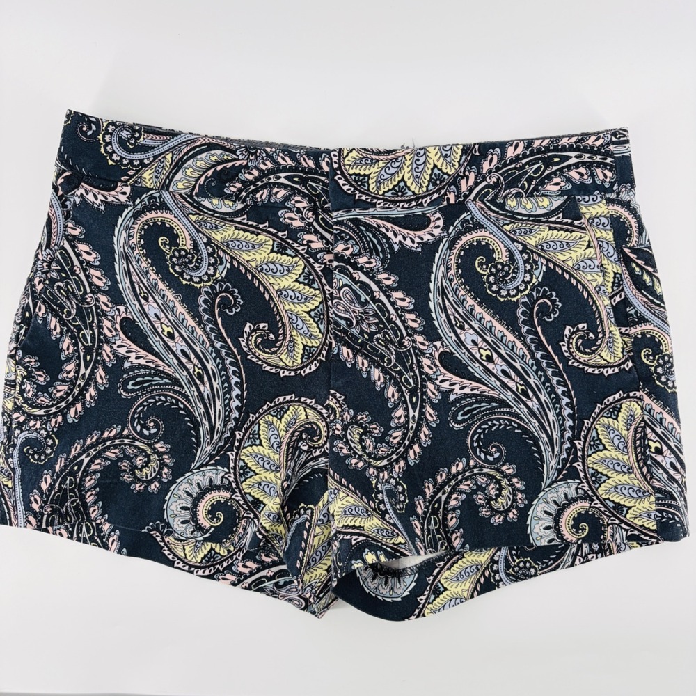 Banana Republic Shorts Womens 12 Hampton Fit Paisley Cotton Stretch Blue Pink